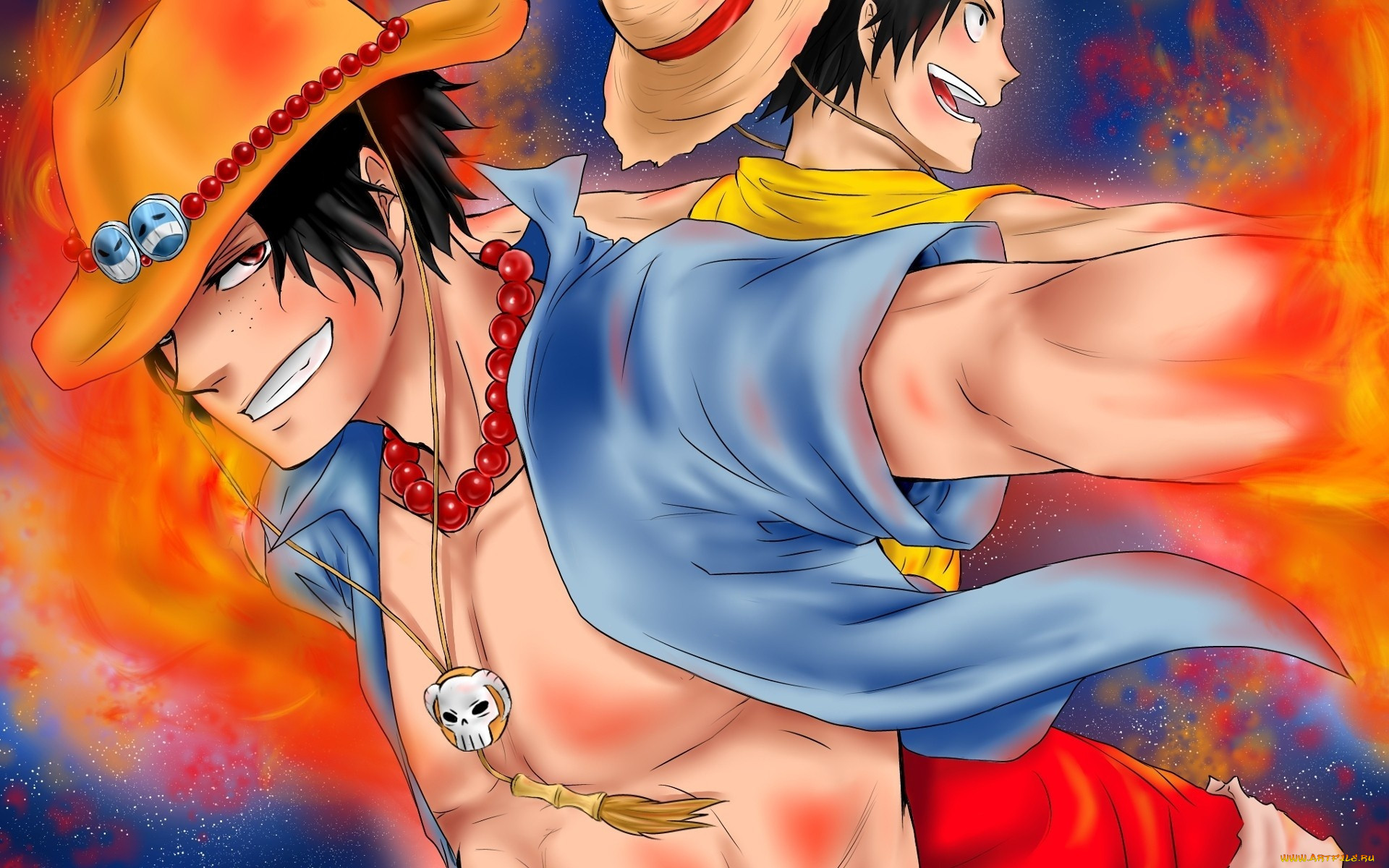 , one, piece, portgas, d, ace, monkey, luffy